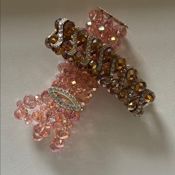 Set of 2 Vintage Crystal Bead stretch bracelets - Picture 6 of 8